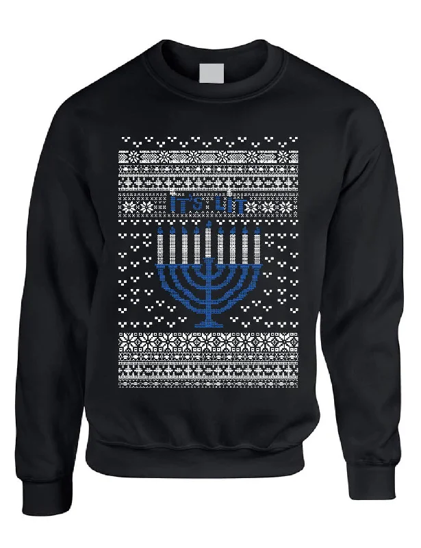 It's Lit Hanukkah Ugly Sweater Adult Sweatshirt