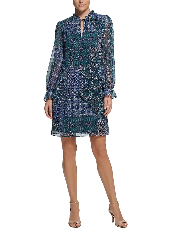 Womens Printed Mini Shift Dress