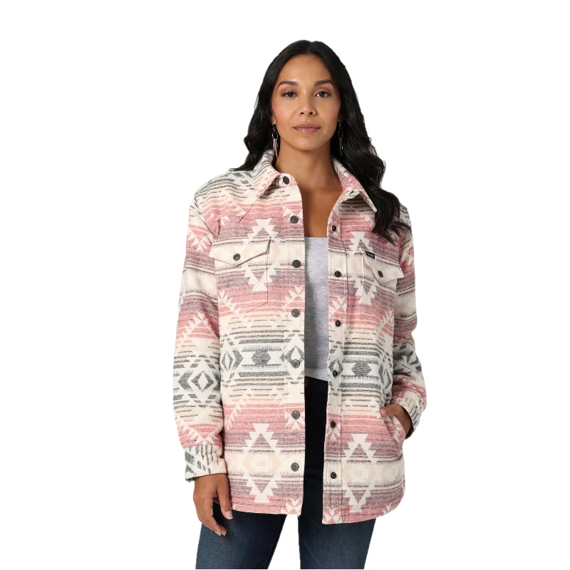 Wrangler Ladies South Western Print Dusk Rose Shacket 112336449