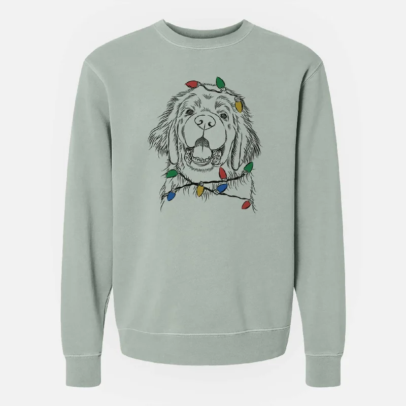 Christmas Lights Mozart the Newfoundland - Unisex Pigment Dyed Crew Sweatshirt