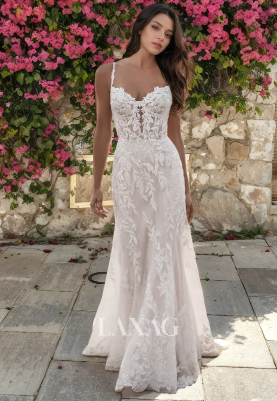 15683 - Spaghetti Straps Romantic Lace Mermaid Wedding Dress