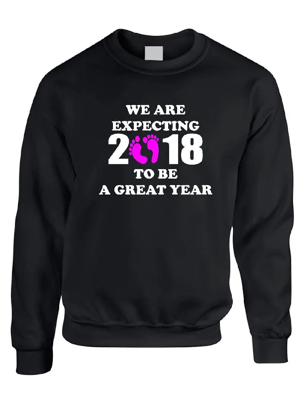 Adult Sweatshirt We Are Expecting Girl Maternity Reveal 2018 To Be