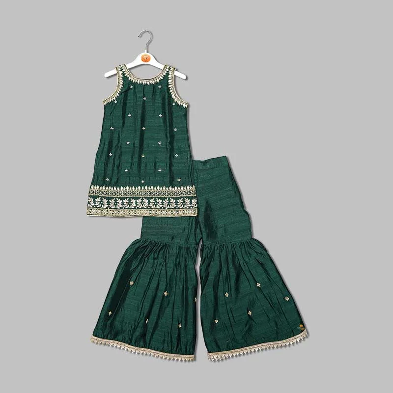 Dark Green Girls Gharara Dress