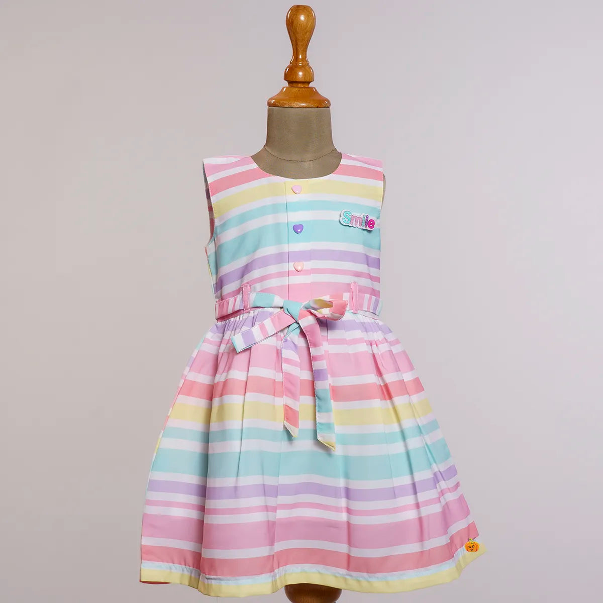 Multi Color Striped Cotton Frock for Girls