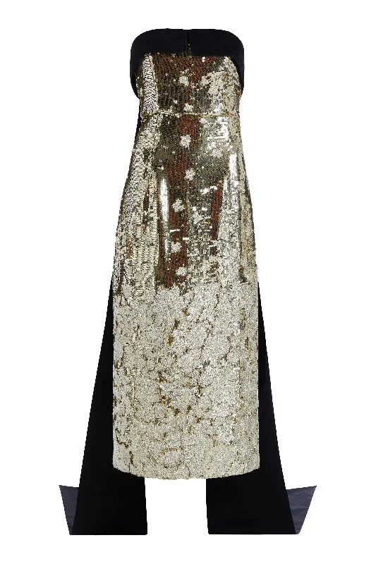 Isabetta Gold Floral Sequin Dress