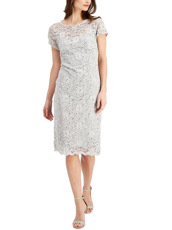 Womens Lace Midi Cocktail and Party Dress