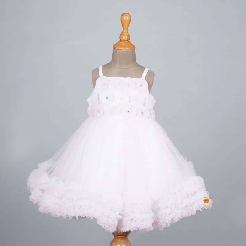 Pink Floral Frill Frock for Girls