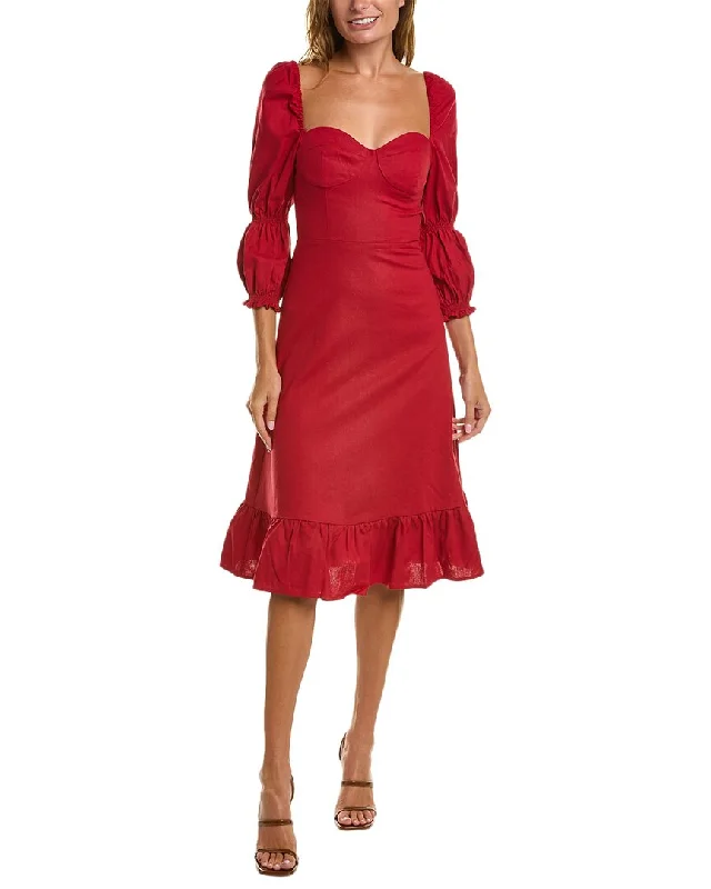 JL LUXE Kourtney Linen-Blend Dress