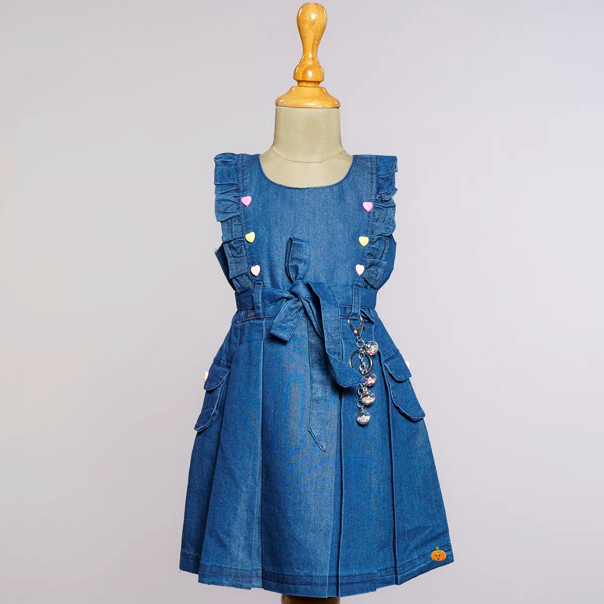 Navy Blue & Blue Denim Girls Frock