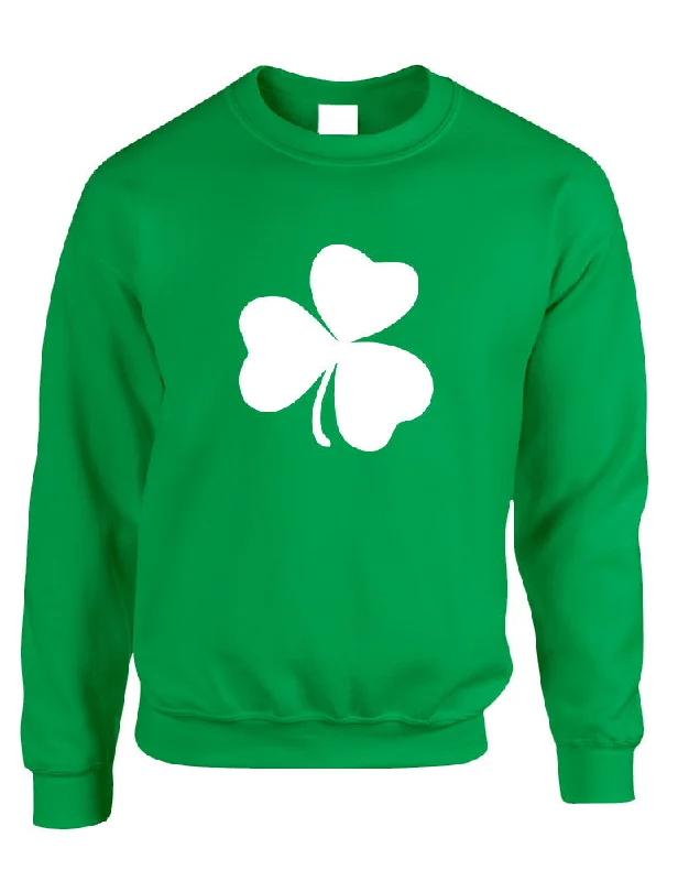 Adult Sweatshirt White Shamrock Graphic St Patrick's Day Cool