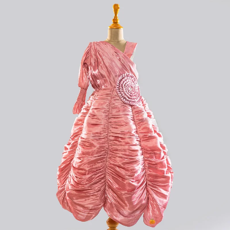 Onion Puffy Floral Girls Gown