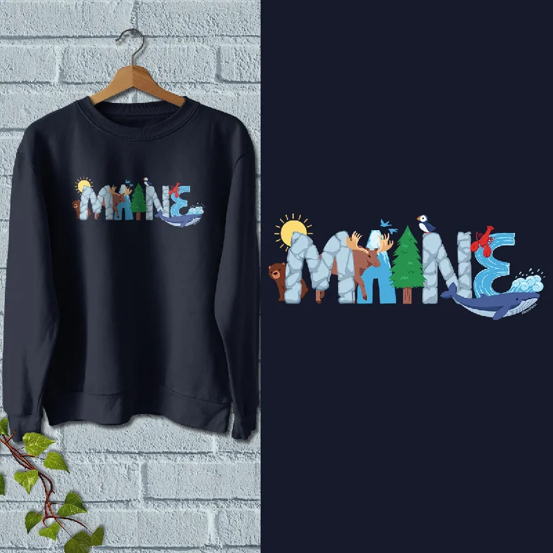 Maine Whimsical Animals Sweatshirt Adult Unisex S-XXL