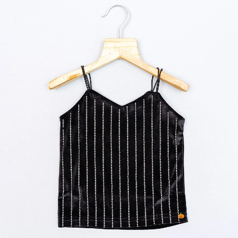 Black & Navy Blue Striped Top for Girls