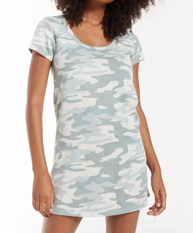 Payton  Tee Dress In Grey Camo