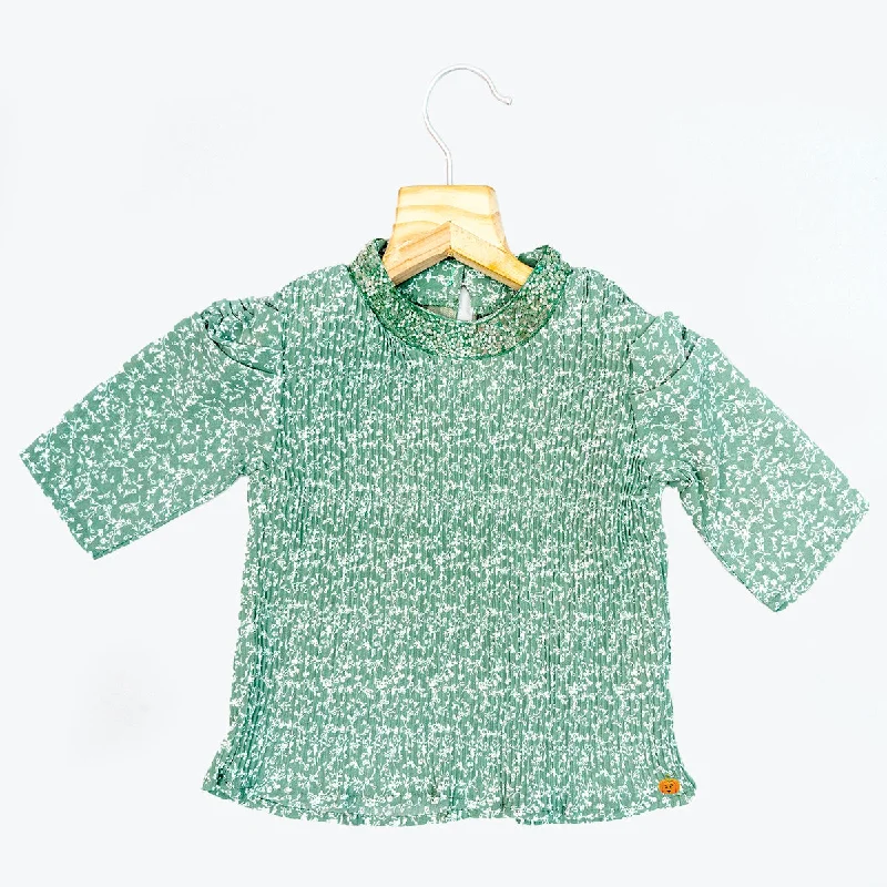 Green & Onion Printed Girls Top