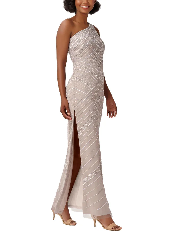 Womens One Shoulder Maxi Evening Dress