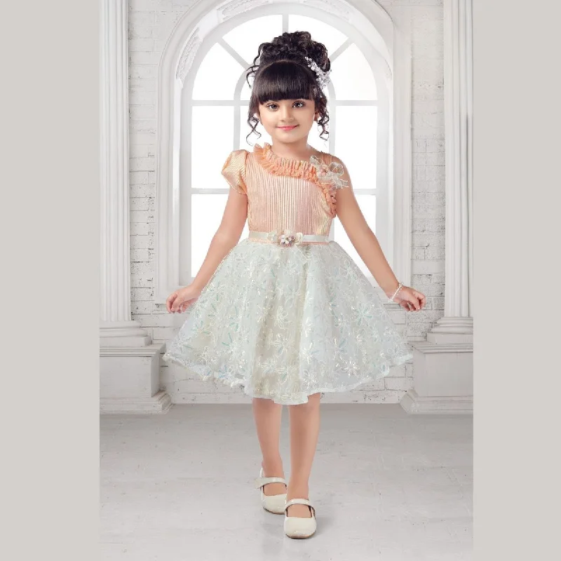 Peach Designer Frock for Girls