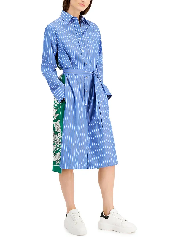 Womens Silk Knee Shirtdress