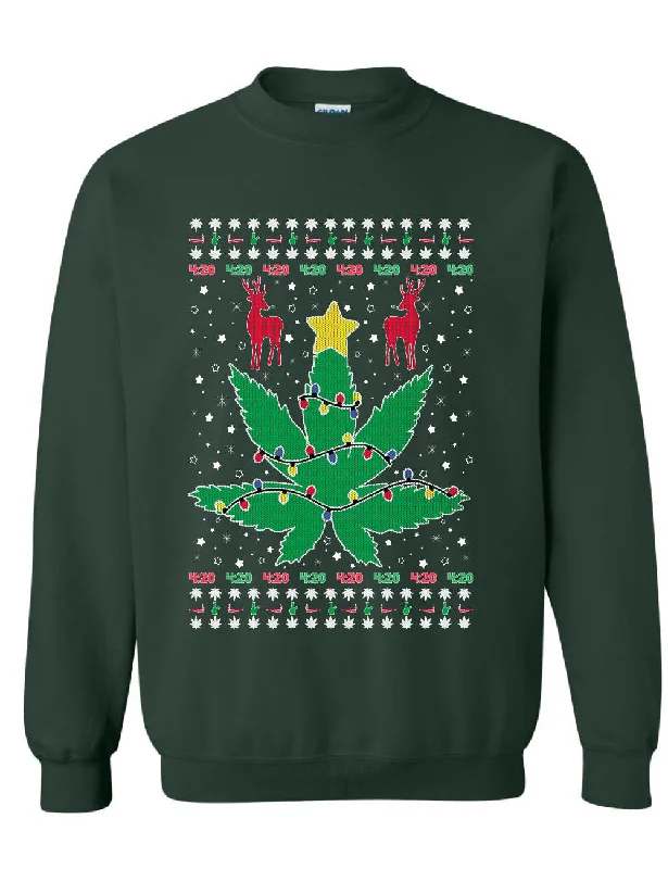 Adult Sweatshirt Ugly Christmas Weed Tree