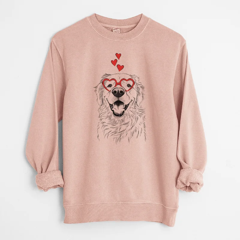 Valentine Roger the Golden Retriever - Unisex Pigment Dyed Crew Sweatshirt