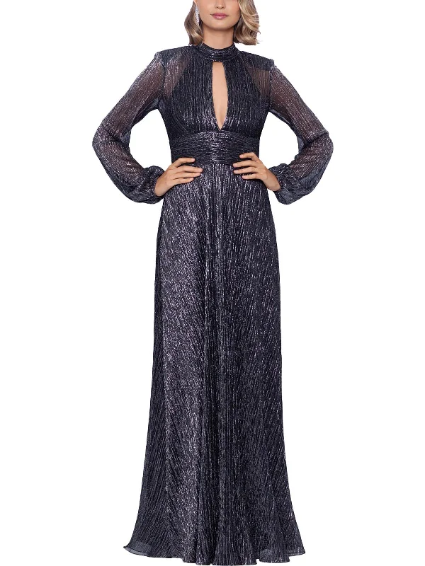 Womens Metallic Long Evening Dress