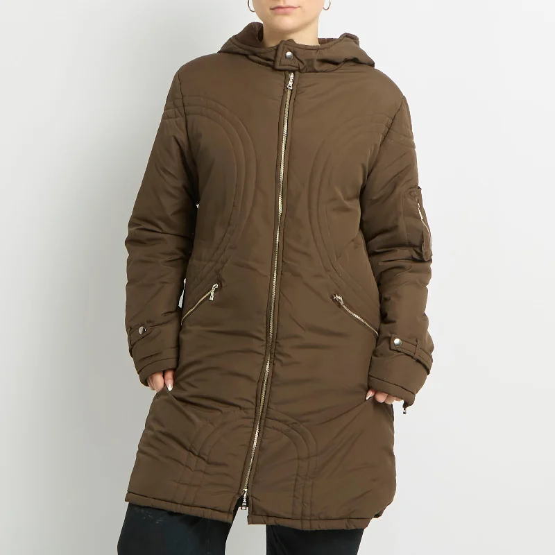 Fleece Lined Duo Zip Puffer Jacket - UK 14