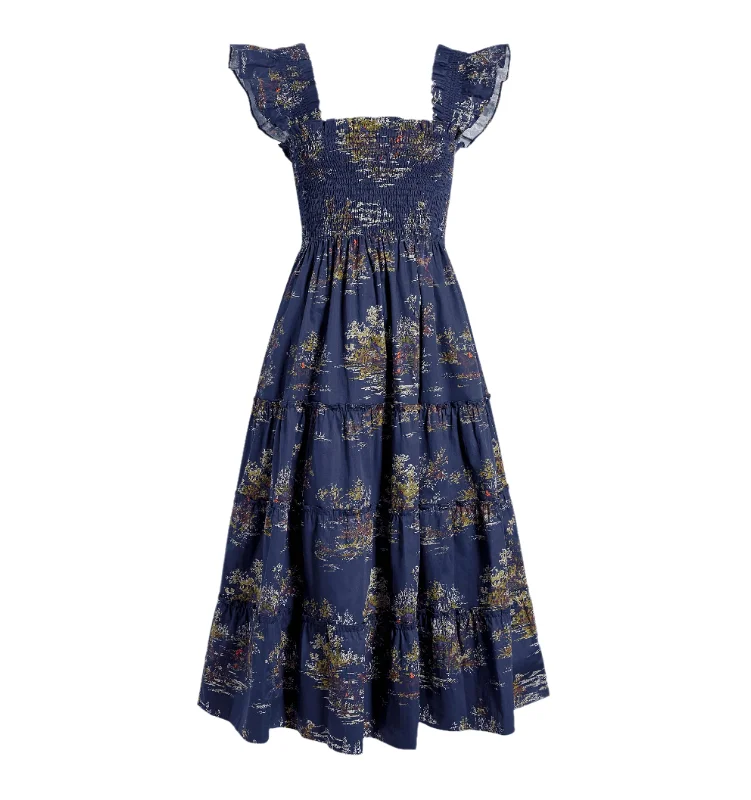 The Ellie Nap Dress in Navy Equestrian Toile