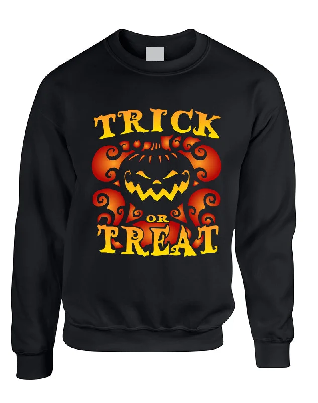 Adult Sweatshirt Trick Or Treat Cool Halloween Pumpkin Top