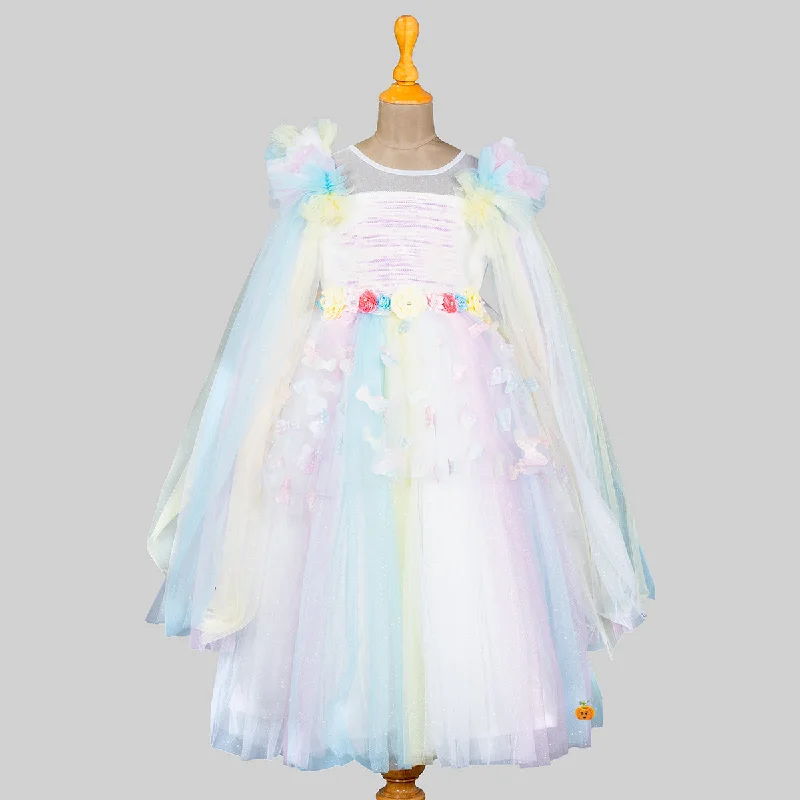 Multi Sequin Butterfly Scattered Girls Gown