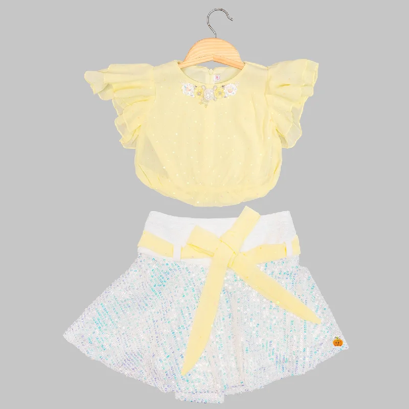 Lemon Sequin Skirt & Top for Girls