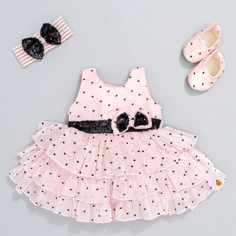 Layered Sequin Bow Baby Frock for Girls