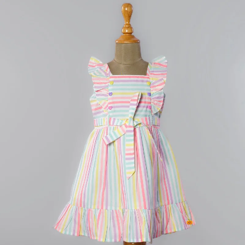 Ruffle Striped Frock for Girls