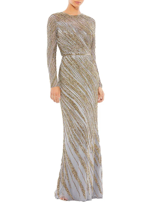 Womens Embellished Long Evening Dress