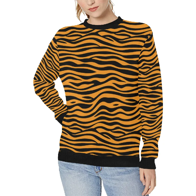 Bengal tigers skin print pattern background Women's Crew Neck Sweatshirt