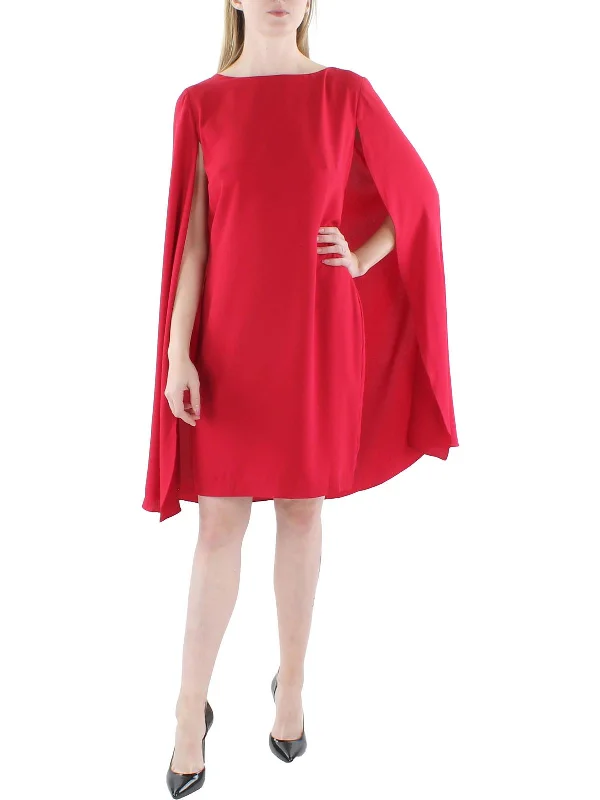 Womens Capelet Above Knee Cocktail and Party Dress