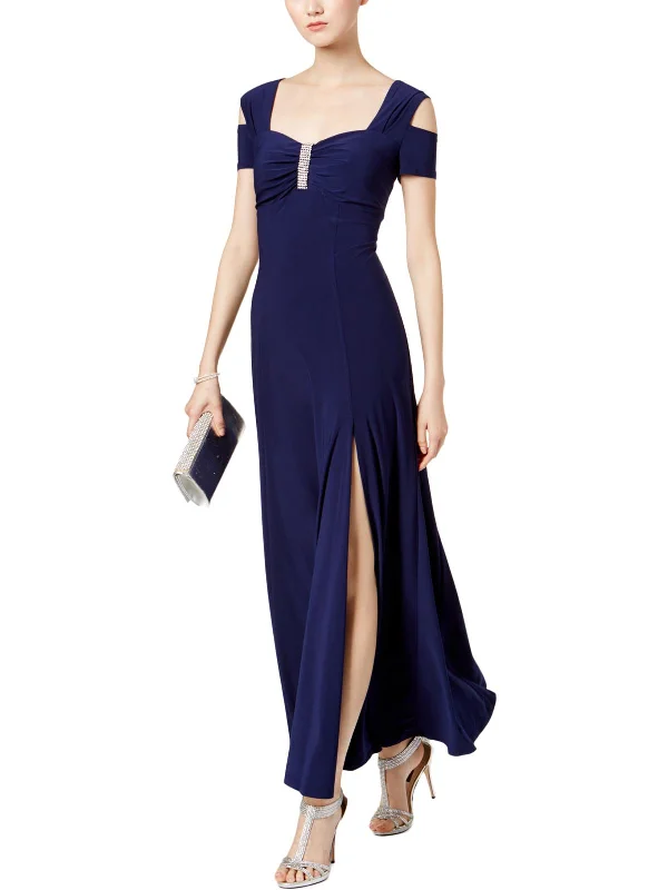 Womens Embellished Sweetheart Neck Evening Dress