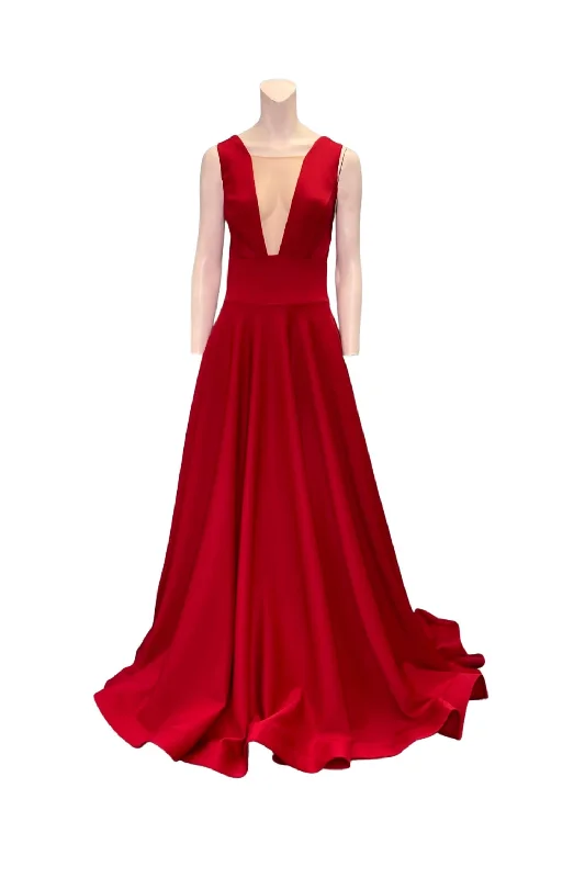 A Line Evening Gown In Red