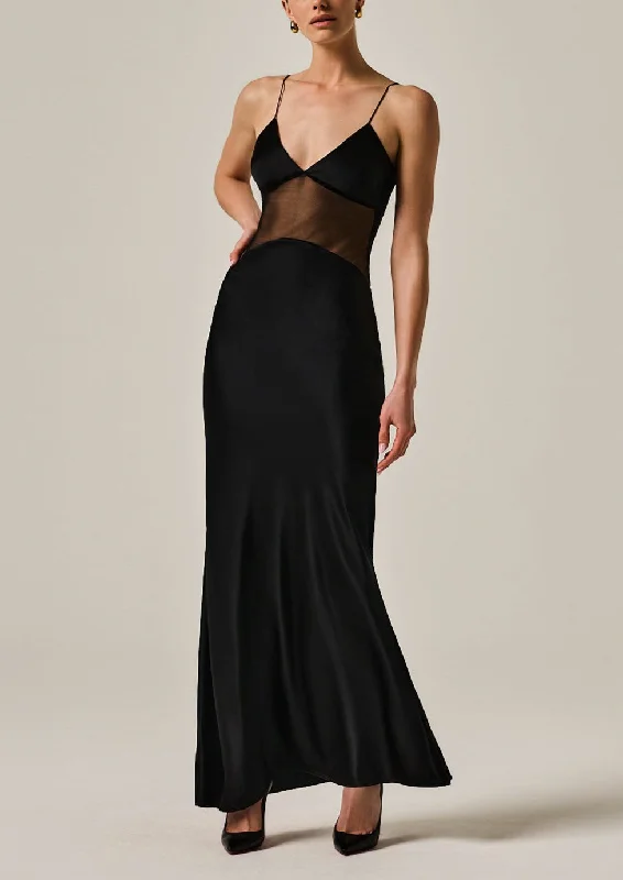 Maxim Maxi Slip Dress in Black