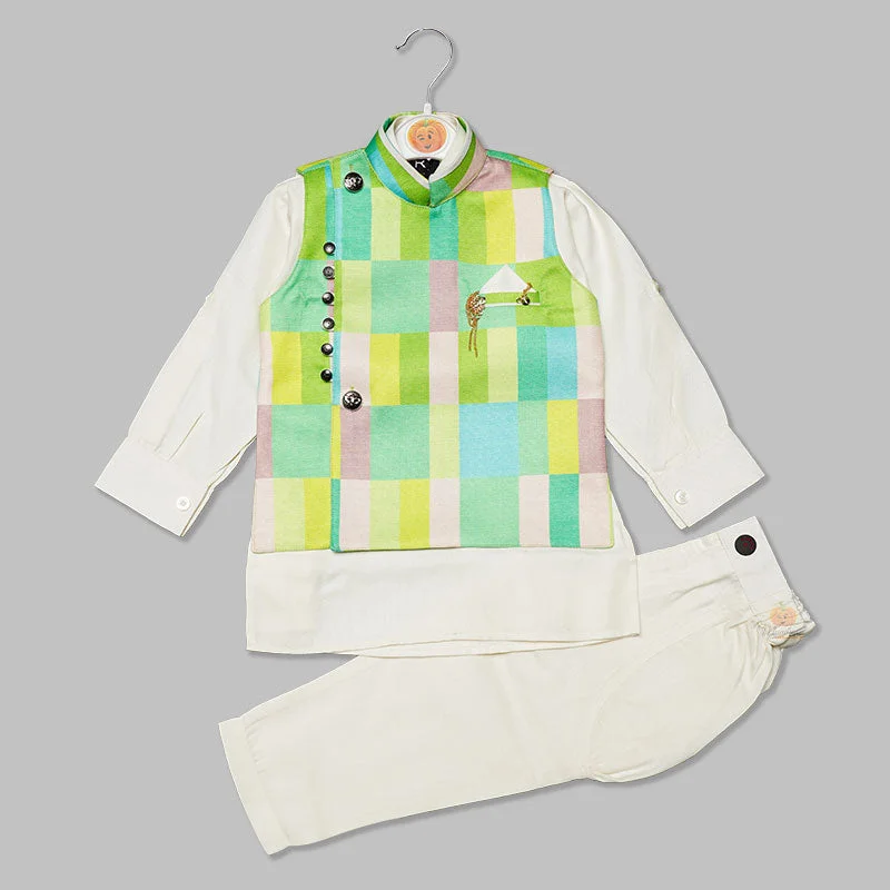 Kids Kurta Pajama with Multicolour Jacket