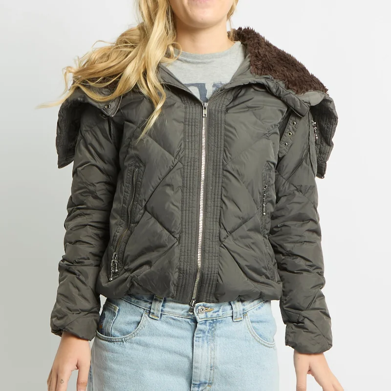 Replay Large Fur Collar Puffer Jacket - UK 10