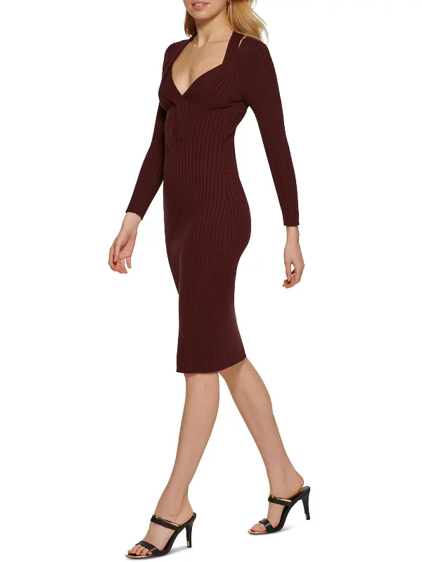 Womens Fall V-Neck Sweaterdress