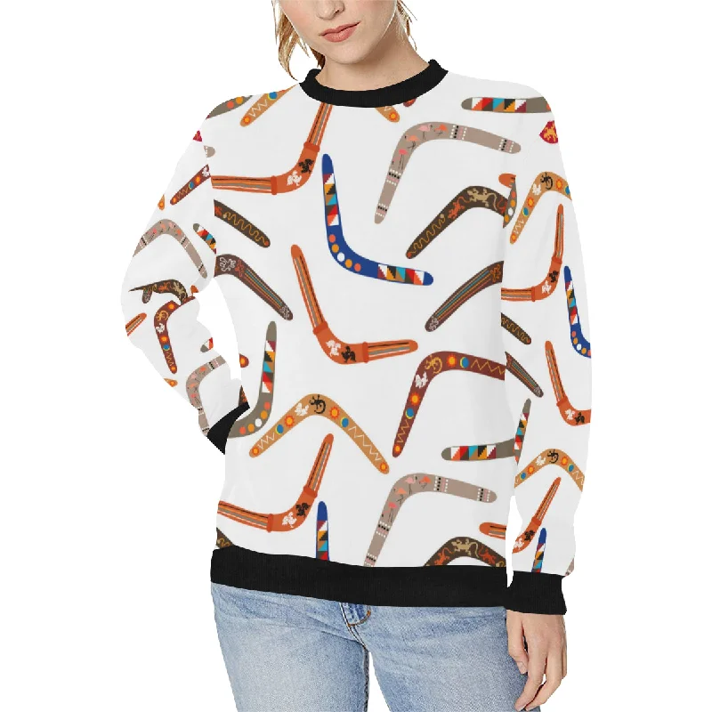 Boomerang Australian aboriginal ornament pattern Women's Crew Neck Sweatshirt