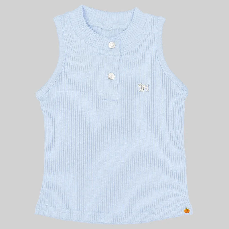 Blue & Grey Striped Pattern Kids Top