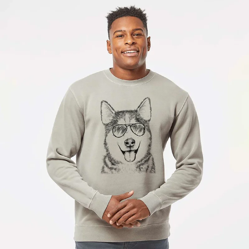 Aviator Sesi the Siberian Husky - Unisex Pigment Dyed Crew Sweatshirt