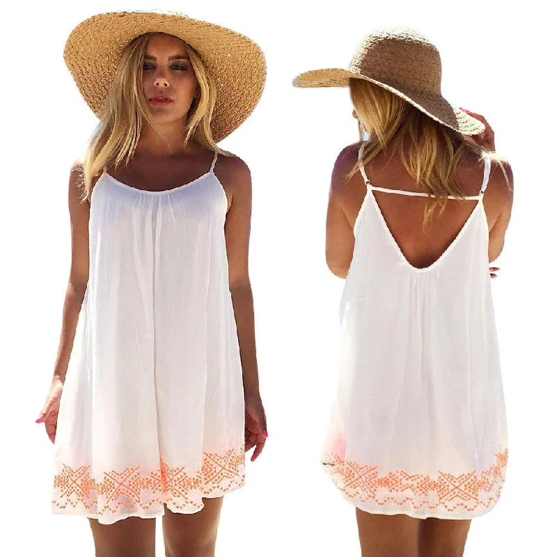 White Backless Beach Dress