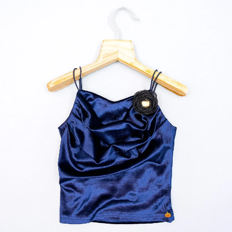 Navy Blue & Black Top for Girls